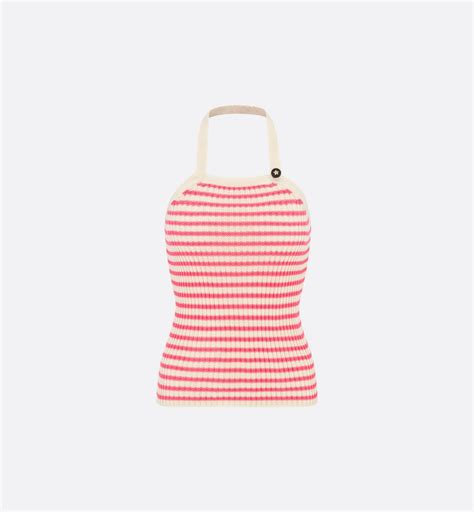 Dioriviera Backless Tank Top White and Candy Pink Cotton 